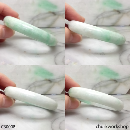 White base with splotches green jade bangle