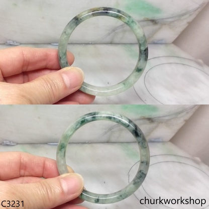 Light & dark bluish green  jade bangle