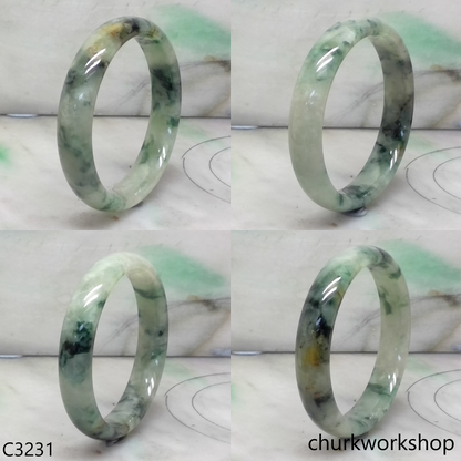Light & dark bluish green  jade bangle