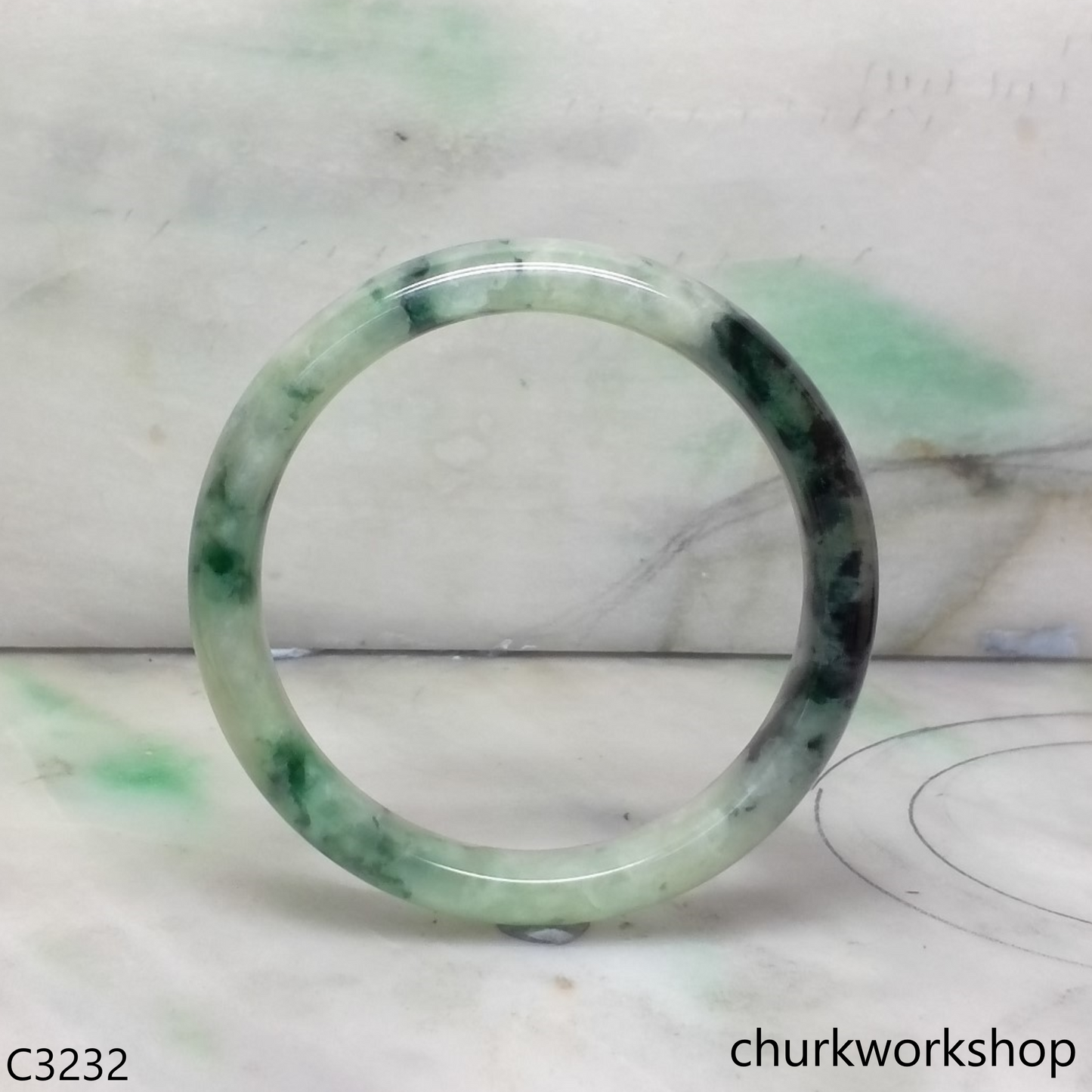 Light & dark bluish green  jade bangle