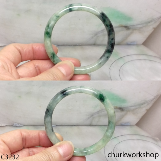 Light & dark bluish green  jade bangle