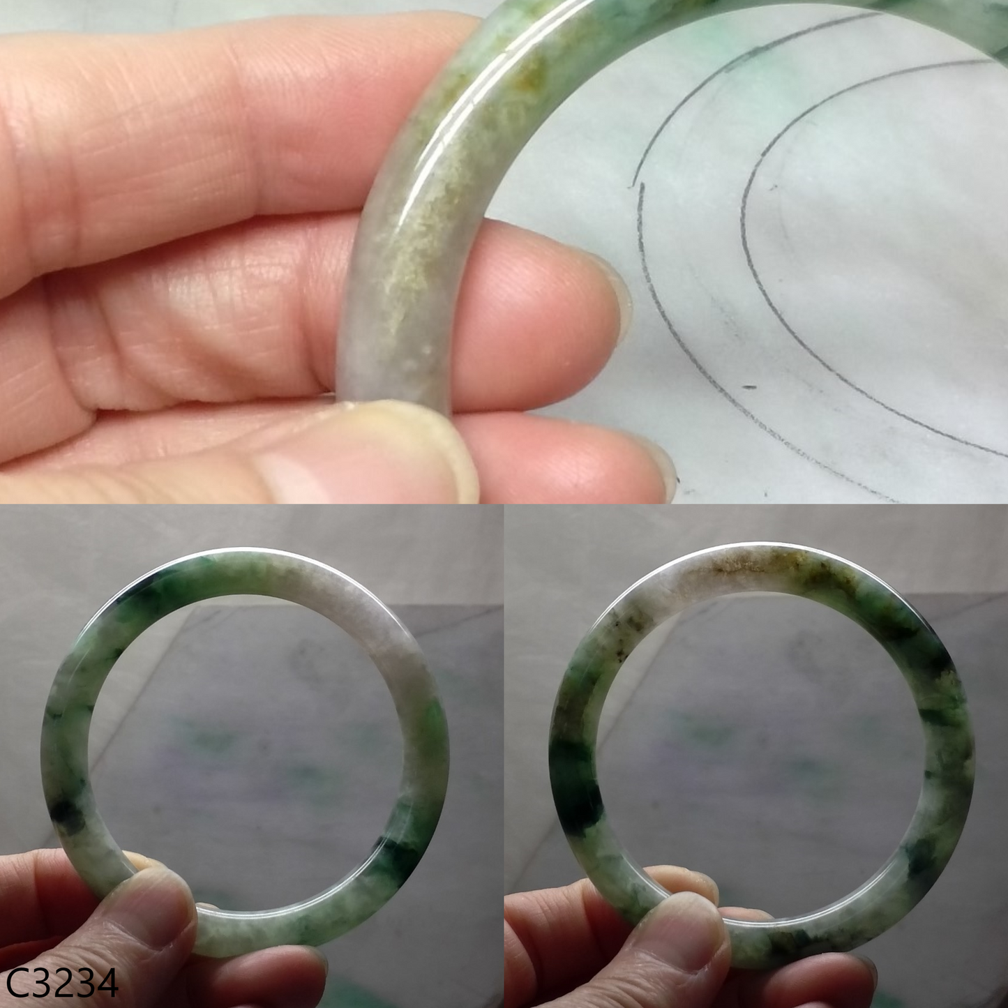 Mix bluish green  jade bangle