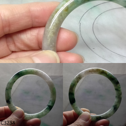 Mix bluish green  jade bangle