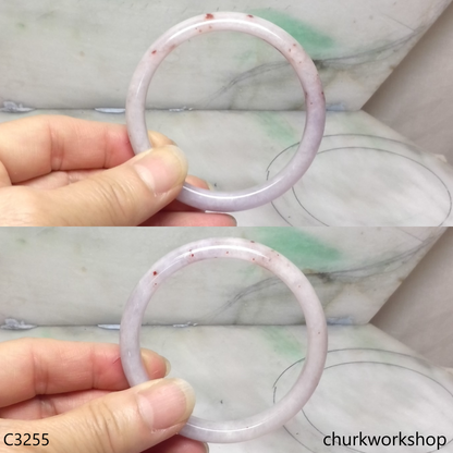 Lavender jade with red dots bangle