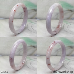 Lavender jade with red dots bangle