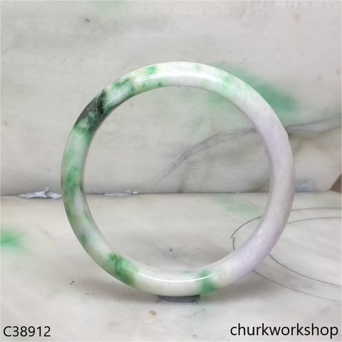 White base with splotches lavender & green jade bangle