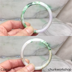 White base with splotches lavender & green jade bangle