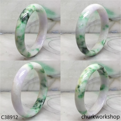 White base with splotches lavender & green jade bangle