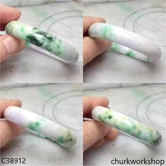 White base with splotches lavender & green jade bangle