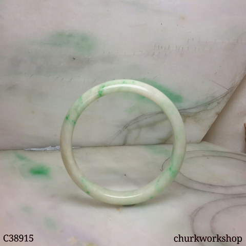 White base with splotches green jade bangle