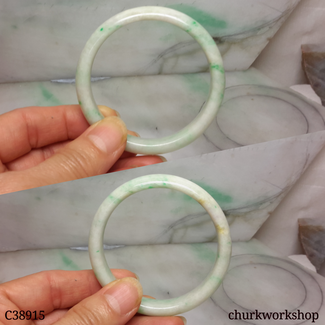 White base with splotches green jade bangle