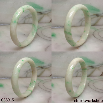 White base with splotches green jade bangle