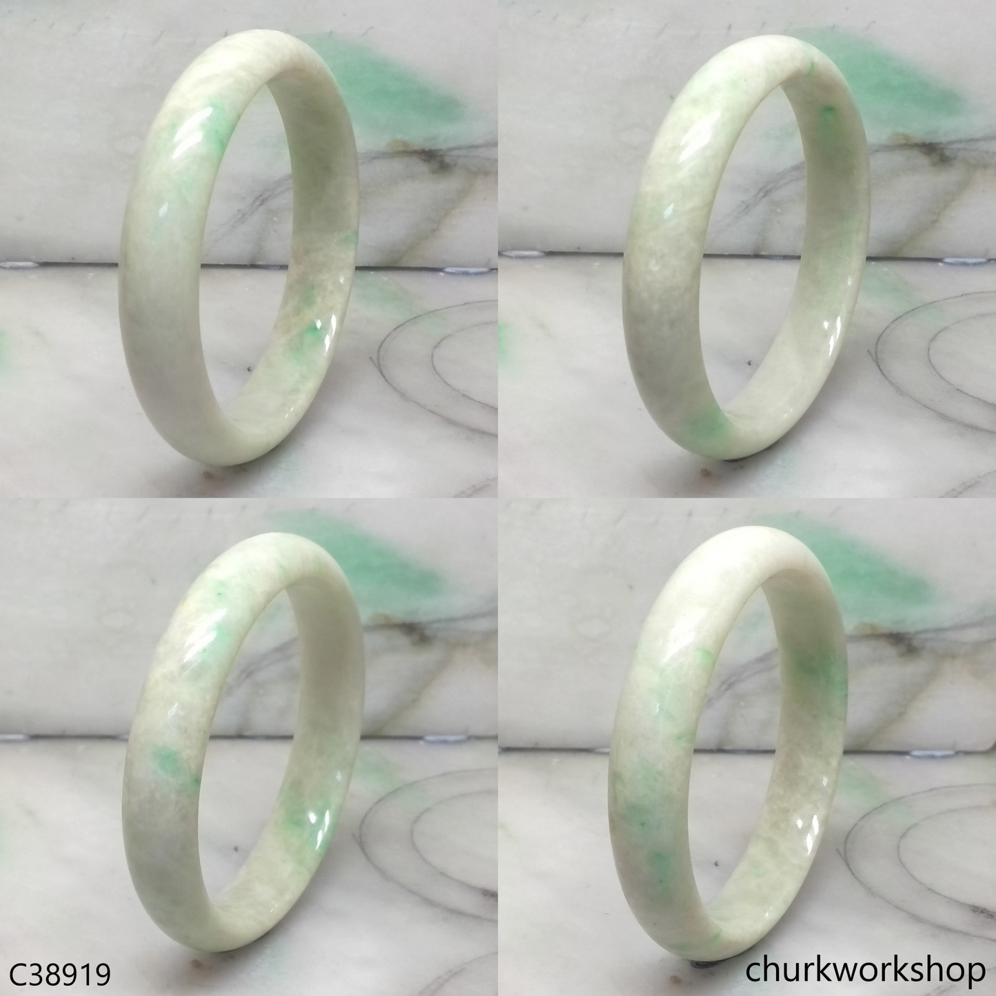 White base with green jade bangle