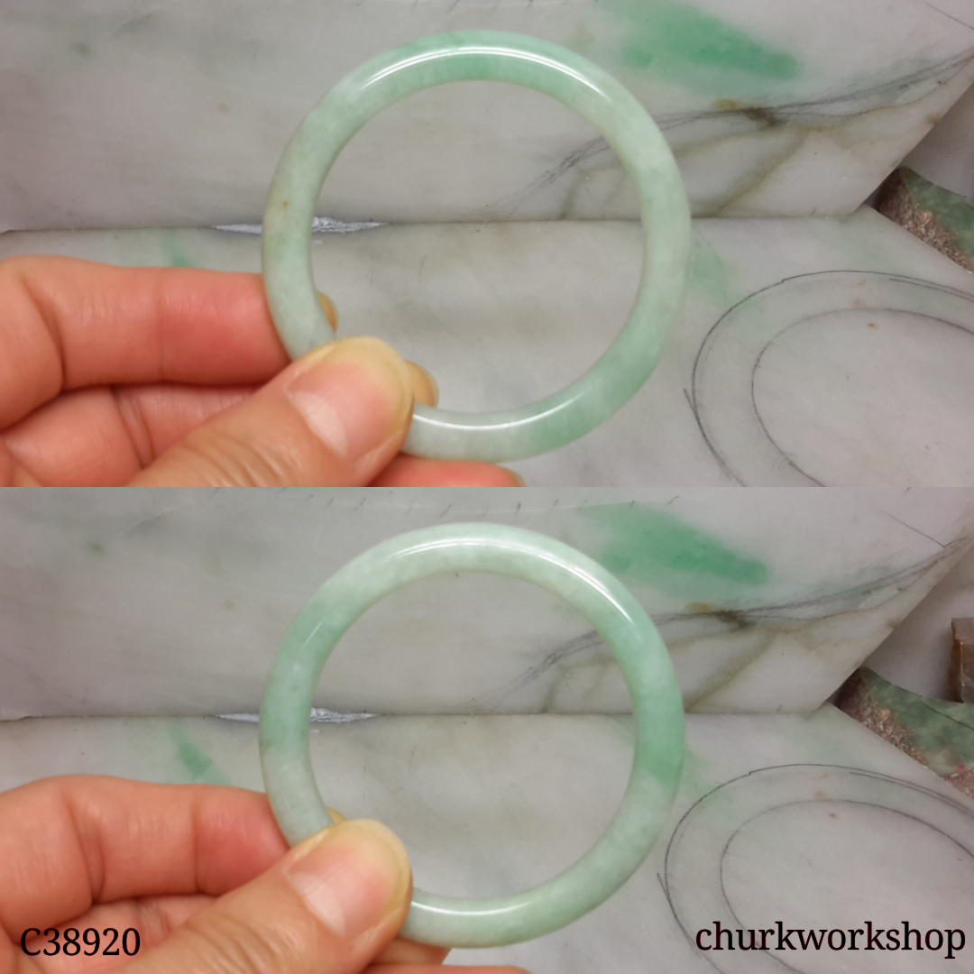 Small light green base with splotches green jade bangle