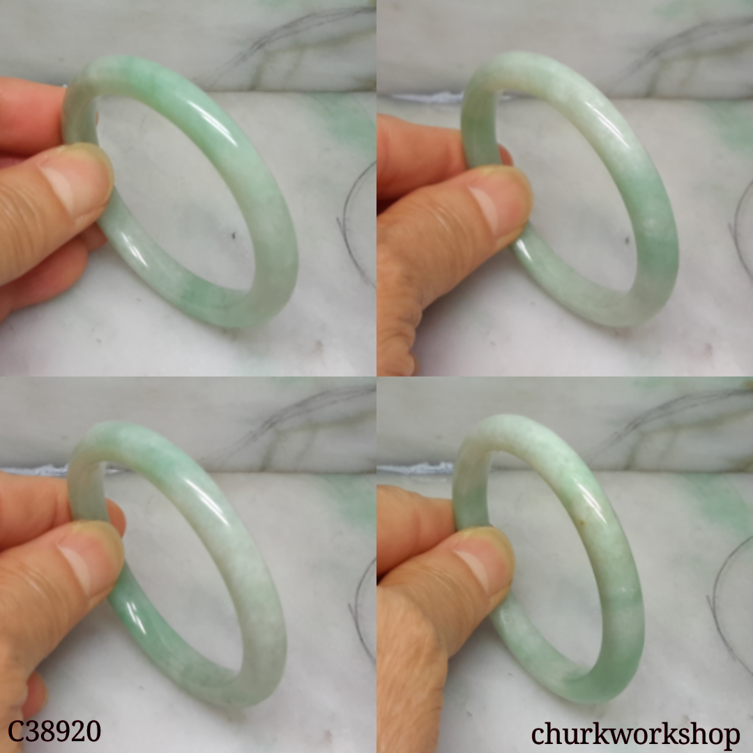 Small light green base with splotches green jade bangle