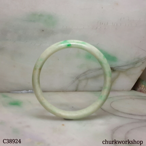 Small light green base with splotches apple green jade bangle
