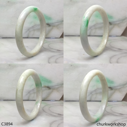 White base with splotches green jade bangle