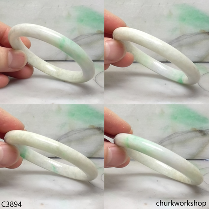 White base with splotches green jade bangle