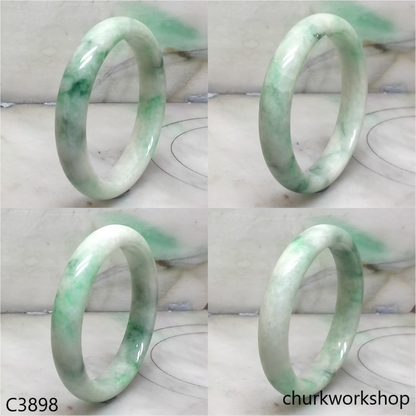 White base with splotches green jade bangle