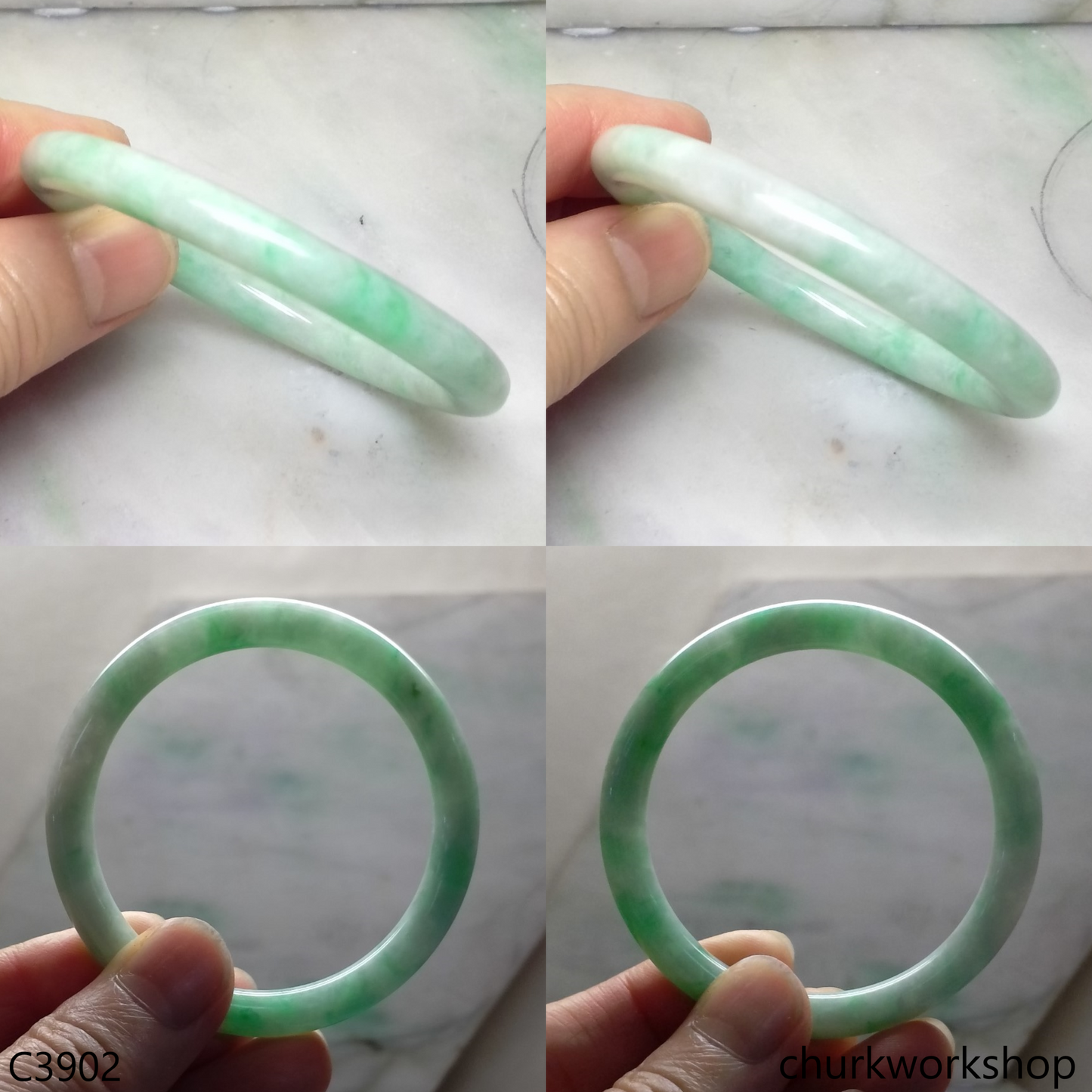 Light green base with green splotches bangle