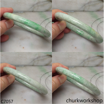 Large light green with splotches green jade bangle
