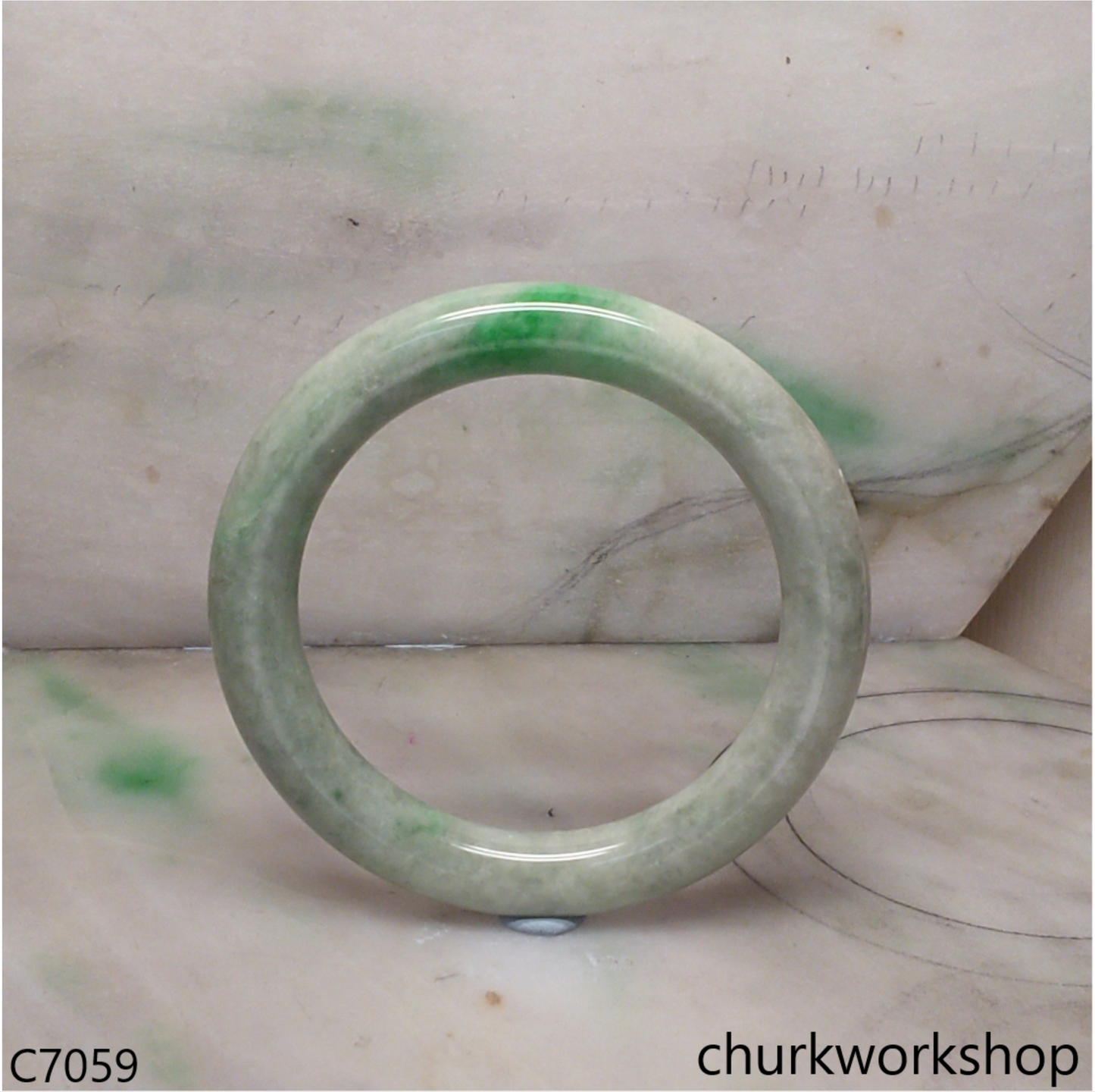 Light green with splotches green jade bangle
