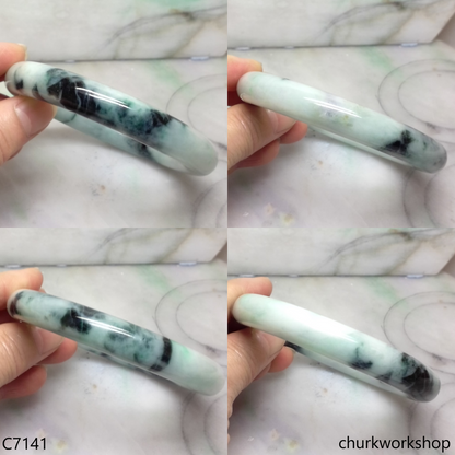Large light green with splotches dark green jade bangle