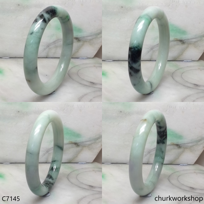 Large light green mix dark green jade bangle
