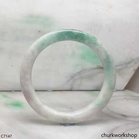 Square large light green mix lavender jade bangle