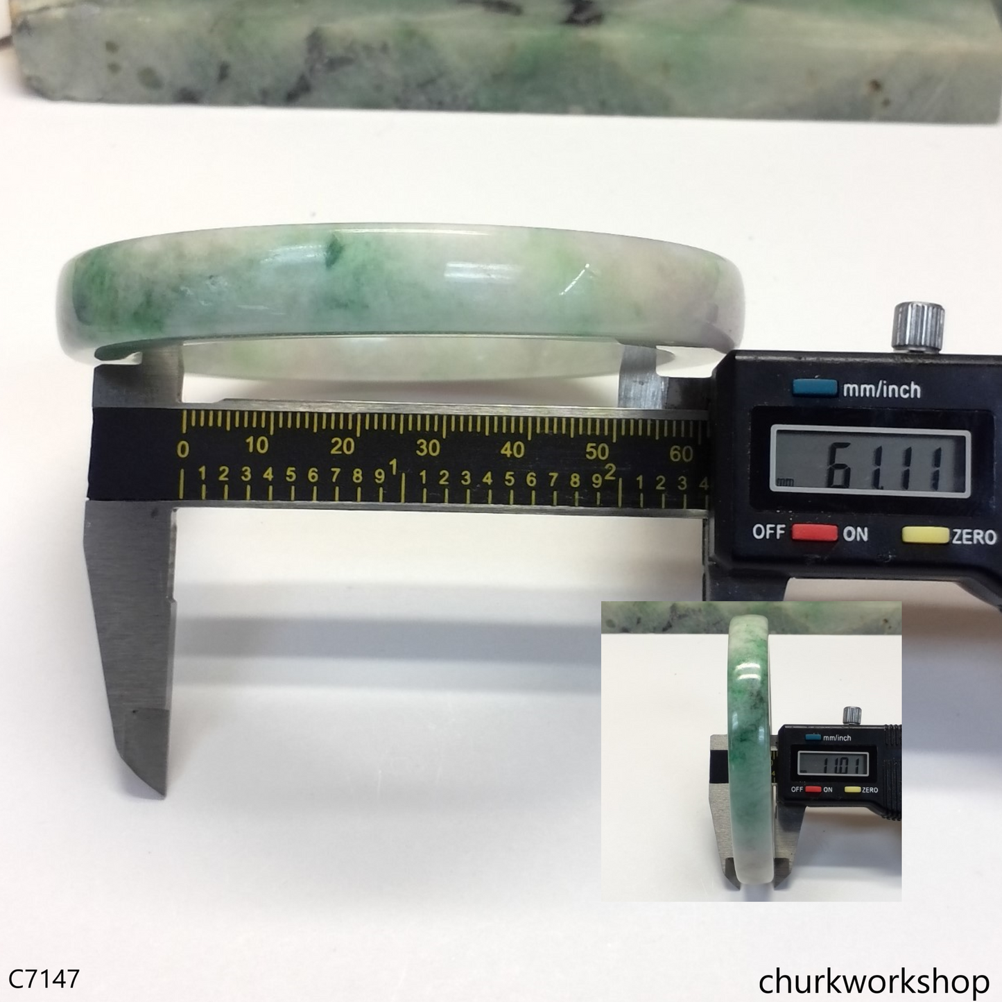Square large light green mix lavender jade bangle