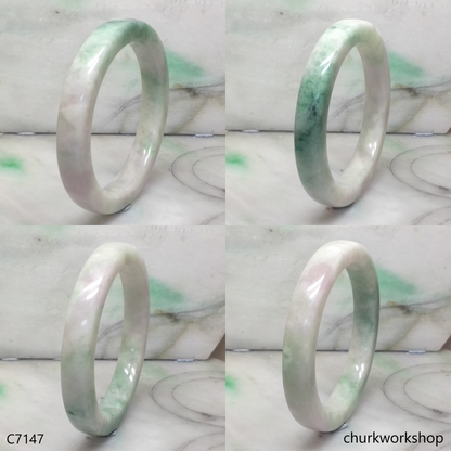 Square large light green mix lavender jade bangle