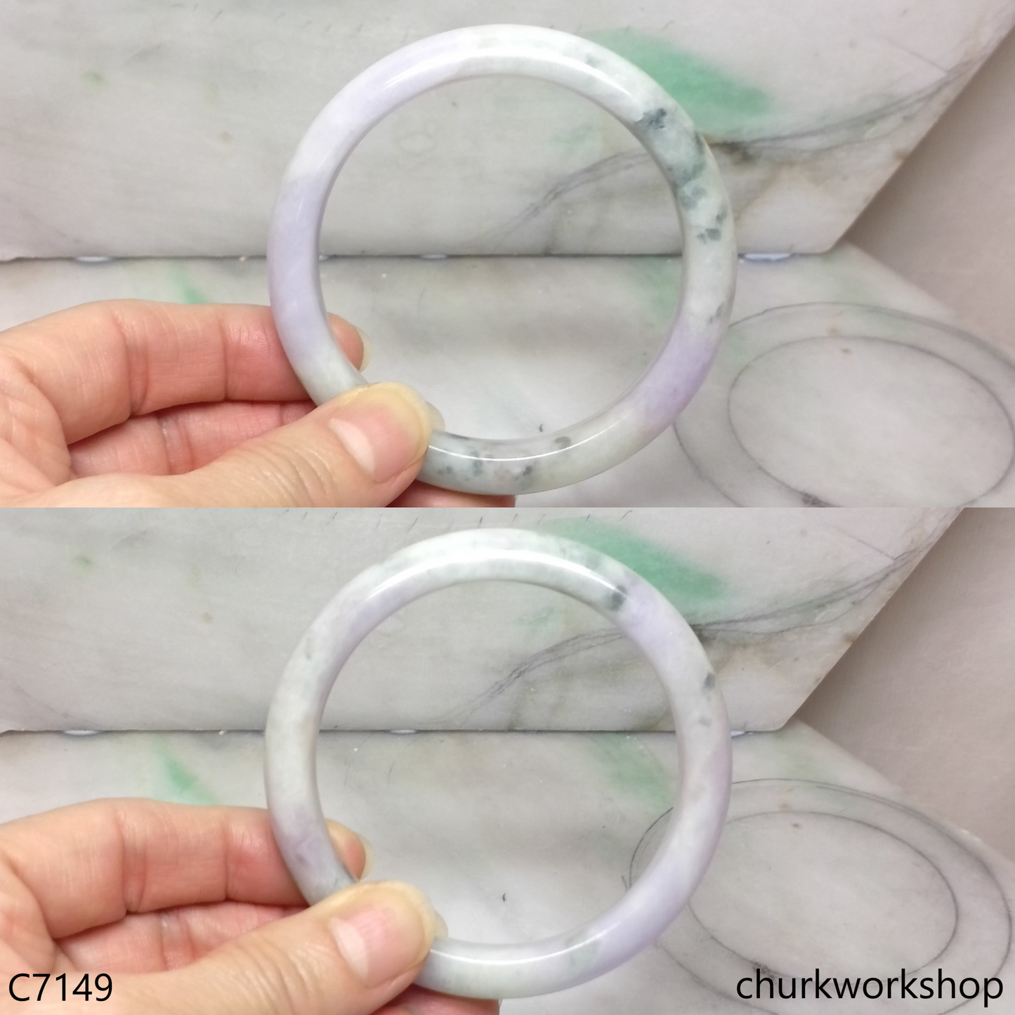 Bluish green mix lavender jade bangle
