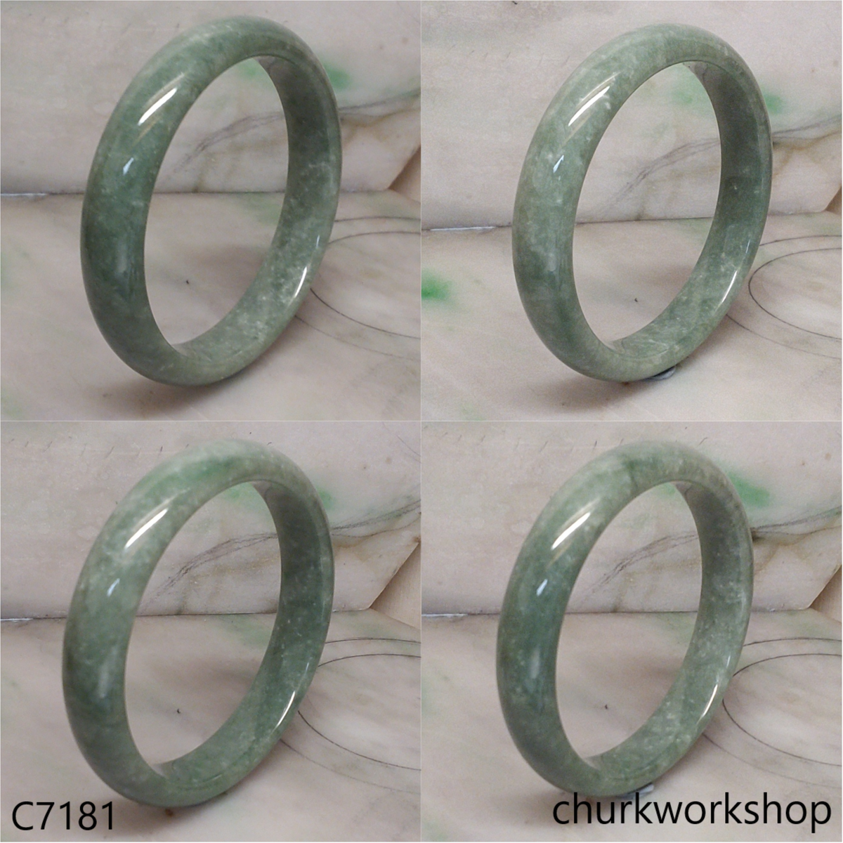Large bluish green jade bangle