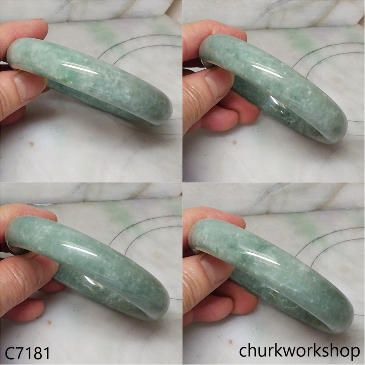 Large bluish green jade bangle