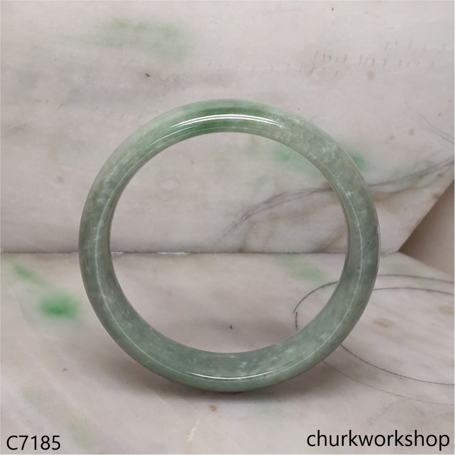 Large bluish green jade bangle