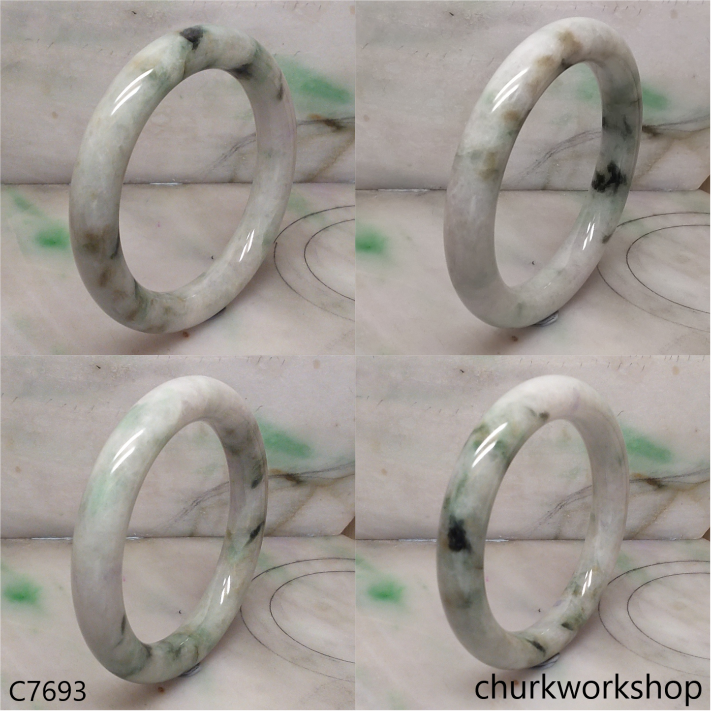 Large multiple color jade bangle