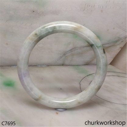 Large pale lavender mix light green jade bangle