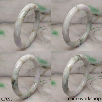 Large pale lavender mix light green jade bangle