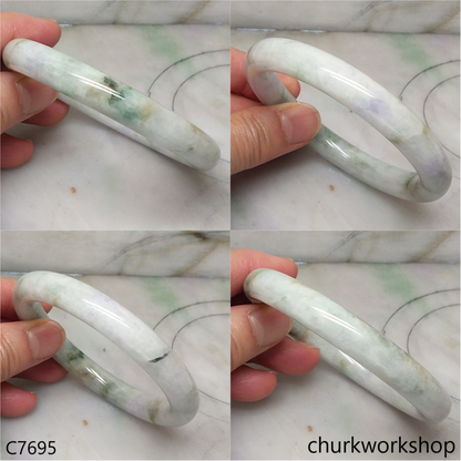 Large pale lavender mix light green jade bangle