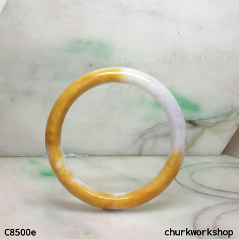 Reserved for Gabby  Lavender mix deep yellow jade bangle