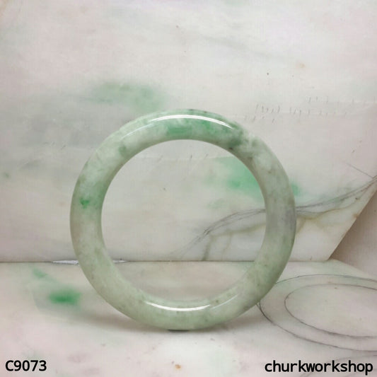 Large pea green mix grayish lavender jade bangle