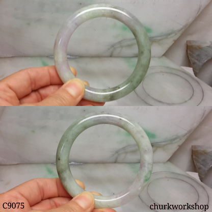 Large bluish green mix lavender jade bangle