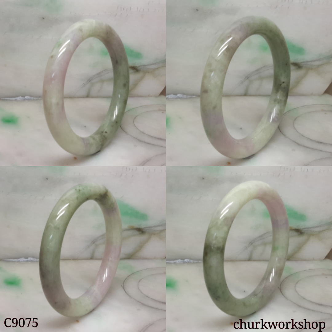 Large bluish green mix lavender jade bangle