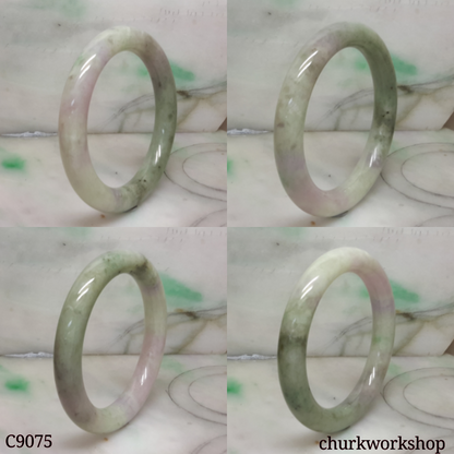 Large bluish green mix lavender jade bangle