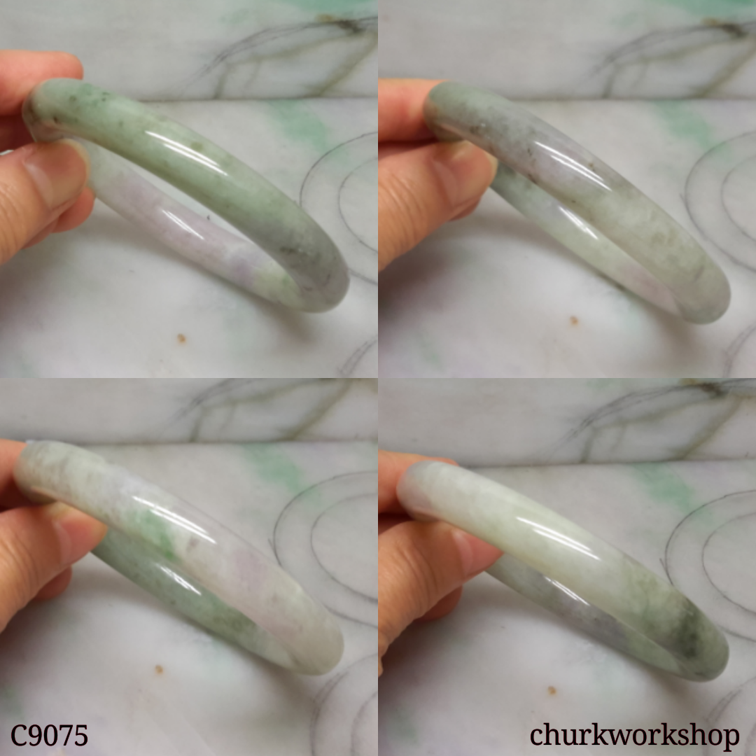 Large bluish green mix lavender jade bangle