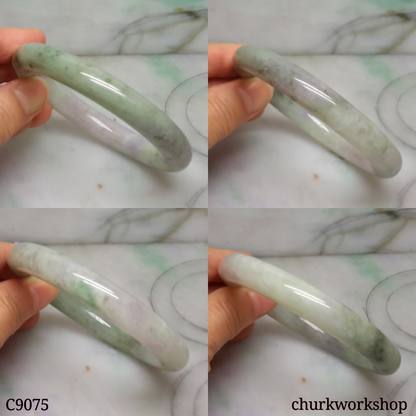 Large bluish green mix lavender jade bangle