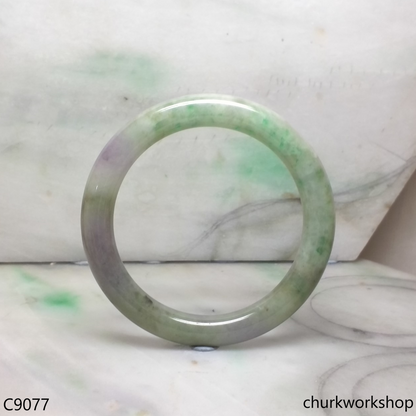 Large bluish green mix lavender jade bangle