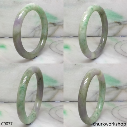 Large bluish green mix lavender jade bangle