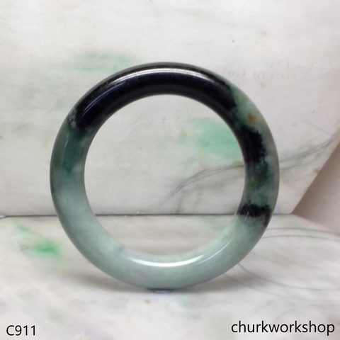 Large dark & light green jade bangle