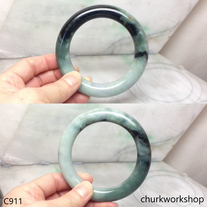 Large dark & light green jade bangle